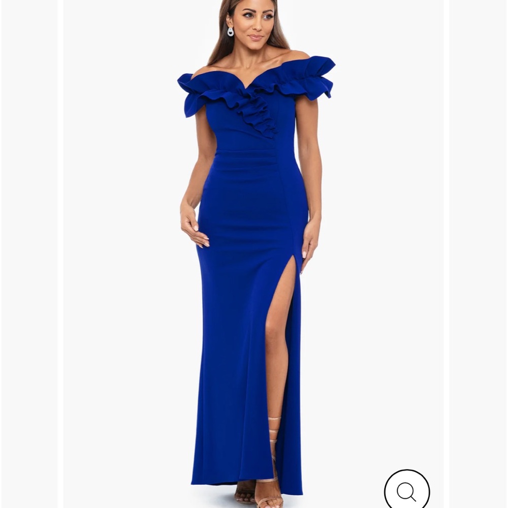 Xcape Ruffled ruched scuba fit & flare gown